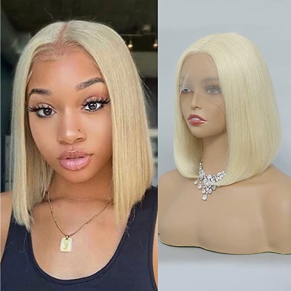 100% human hair 12” blonde straightbob wig 13 x 5 x 1 lace front